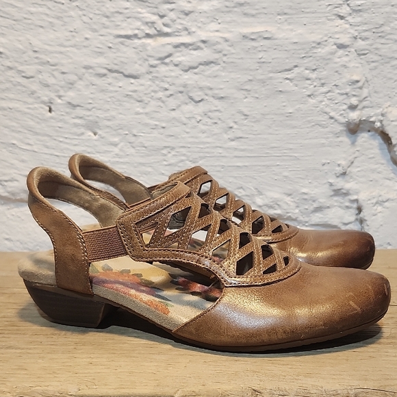 Taos Footwear Shoes - Taos Faith‎ Women's Brown Leather Slingback Low Heel Closed Toe Shoes Size 39